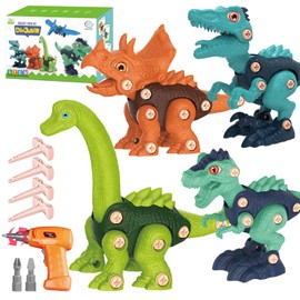 Dskria Juguete de Dinosaurio para Niños, Juguetes de Desmontaje de Dinosaurios con Taladro, Set de Dinosaurios Armables Juego de Construcción Didácticos Regalos Cumpleaños para Niño Niñas 4 5 6 7 años