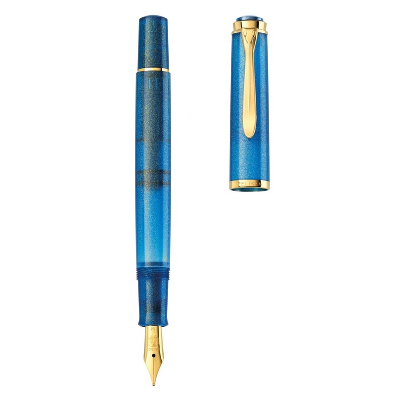 Pelikan EF Fountain Pen, Ultra Fine Point, Classic Golden Lapis