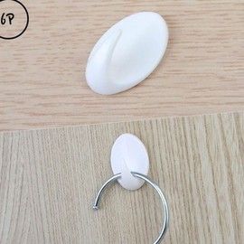 White Oval Wall-Mounted Multi-Purpose Hooks (6-Pack) for Bathroom & Kitchen Organization 4ea