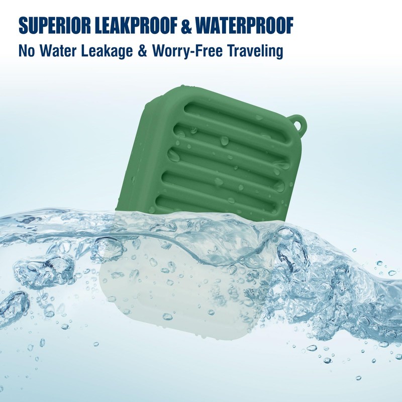Superior Leak-Proof Silicone Travel Soap Case with Drainage Lid/Layer, Compact