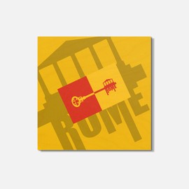 Unbranded Rome Lettering City 4'' X 4'' Square Wooden Coaster