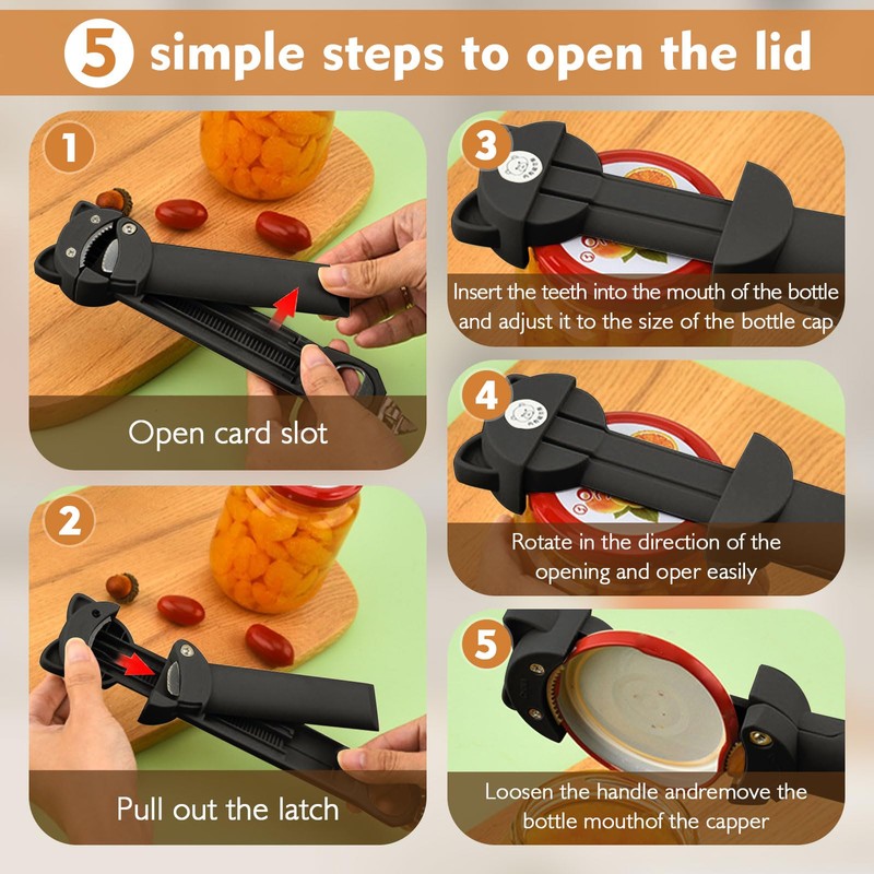 2pcs Multifunctional Magnetic Bottle Jar Opener, Retractable Can Lid Opener