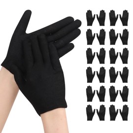 Women's Cotton Gloves, 12 Pairs Cotton Gloves Made of 100% Cotton, Thin Cotton Gloves for Jewellery Inspection, Dry Hands (Black)