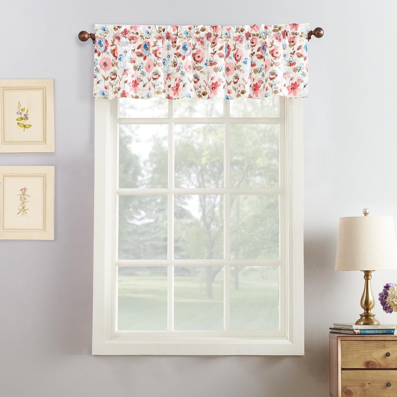 No. 918 Dora Floral Microfiber 3-Piece Kitchen Curtain Set, 54"