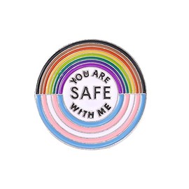 COLORFUL BLING You are Safe with Me pins Enamel Lapel Pin Rainbow Pride Pin Cute Brooches Pin for Clothing Backpack Hat Decoration-B