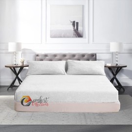 Extra Deep Fitted 30cm Teddy Fleece Fitted Bed Sheet Plain Thermal Warm and Cosy Soft Luxury Bedding White Fitted Bed Sheet Superking 180cm x 200cm + 30cm Approximate