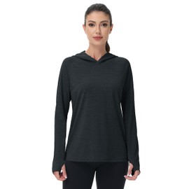 MAGCOMSEN Sun Shirts for Women Long Sleeve Athletic Tops Quick Dry Rash Guard T Shirts for Workout Running Hiking, Black, XL