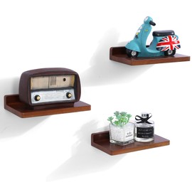 NIUBEST Small Floating Shelves for Wall,5x8.5 Inches Wall Shelf Set of 3,Display Shelf for Bedroom, Bathroom, Kitchen Decor (Dark Walnut)