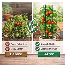 Extendable Plant Stakes 12 Inch, 12-Pack Heavy Duty Plant Support Poles with 12 Clips, Stackable Plant Holder Sticks for Orchid, Monstera, Amaryllis, Tomato, Indoor Outdoor Plants