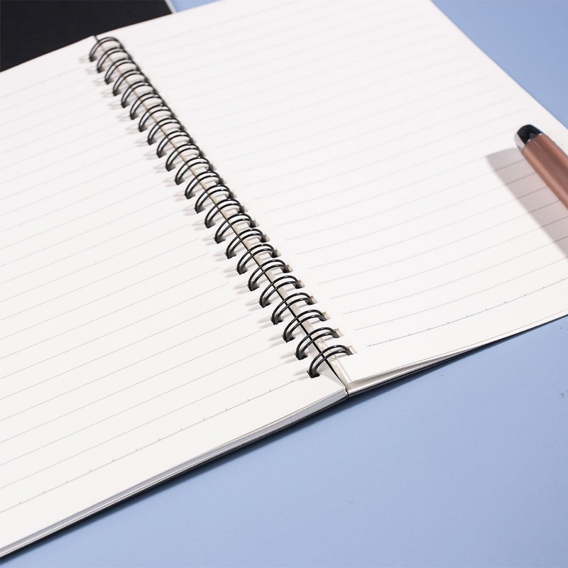 Hikrxya 4 Pack Notebook Lined A5 Spiral Notepad, Black Kraft