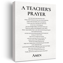 Teacher Canvas Wall Art Motivational a Teacher's Prayer Canvas Print Positive Canvas Painting Classroom Wall Decor Framed Christian Teacher Appreciation Gift 12x15 Inch