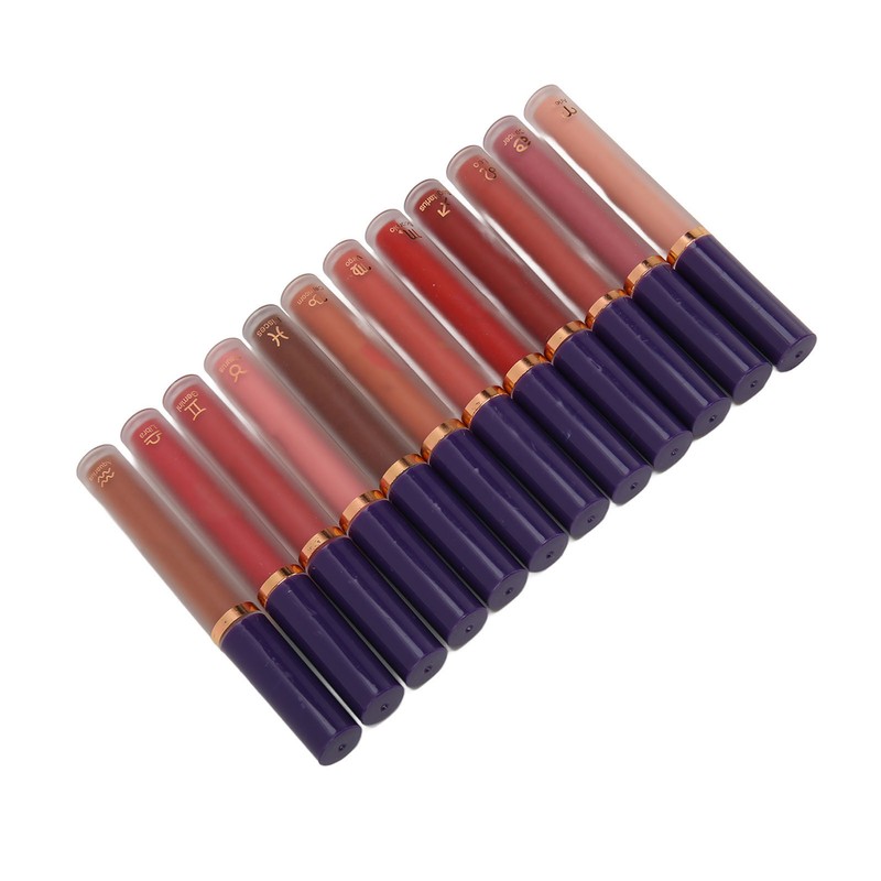 12Pcs Matte Lip Gloss Moisturizing Anti Melt Long Lasting Cream