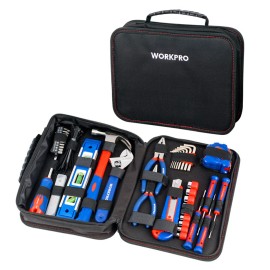 Workpro 100PC Home Tool Kit Kitchen Drawer Household Hand Tool Set w/Easy Carrying Pouch