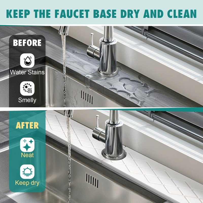 Stone Faucet Mat for Kitchen Sink - Super Absorbent Diatomite