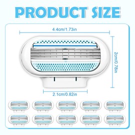 smtfcty Rasierklingen Damenrasierer 10 Pack Ersatzklingen für empfindliche Haut, wiederverwendbarer Metallgriff Die Sich Der Körperkontur Anpassen (Blau)