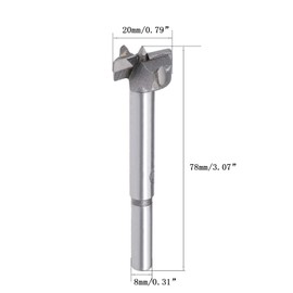 TA-VIGOR Forstner Drill Bit 20mm, Tungsten Carbide Wood Hole Saw Auger Opener for Woodworking Hinge Hole Drilling Boring Bit Cutter Gray