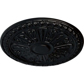 Ekena Millwork CM18RA2BLF Raymond Ceiling Medallion, 18" OD x 1 1/4 P, Jet Black