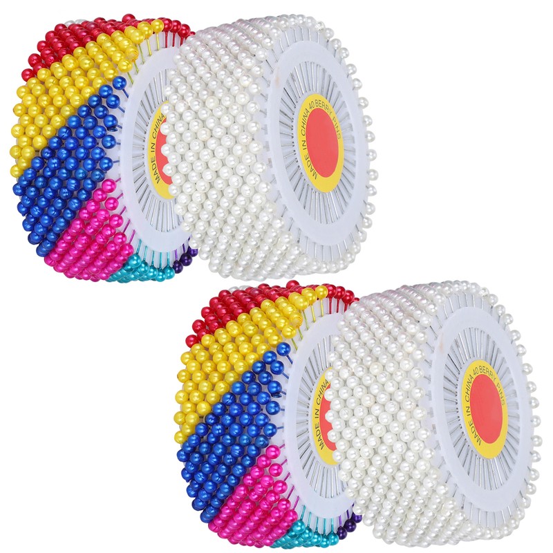 1920Pcs Pearl Head Pins Color Pinwheel Cloth Fixing Bouquet Decoration