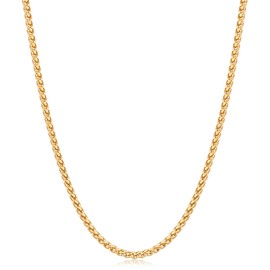 Fiusem Gold Wheat Chain Necklace for Men, 2mm Mens Chain Necklaces, Stainless Steel Necklace Chains for Men and Women, Men Necklace Chain 20 Inch