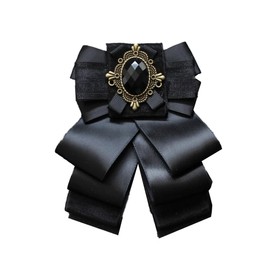 FYBownot Unisex Multi-layer Bow Tie, Uniform Ribbon, Ribbon Tie, Pin + Rubber, Adjustable, Restored, English-Style, Uniform, Bowtie, Groom, Present, Wedding, Banquet, Business, Commuting, Black