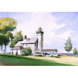 Bella Terra Sodus Bay Lighthouse Lake Ontario New York Watercolor Notecards - Boxed Set of 6