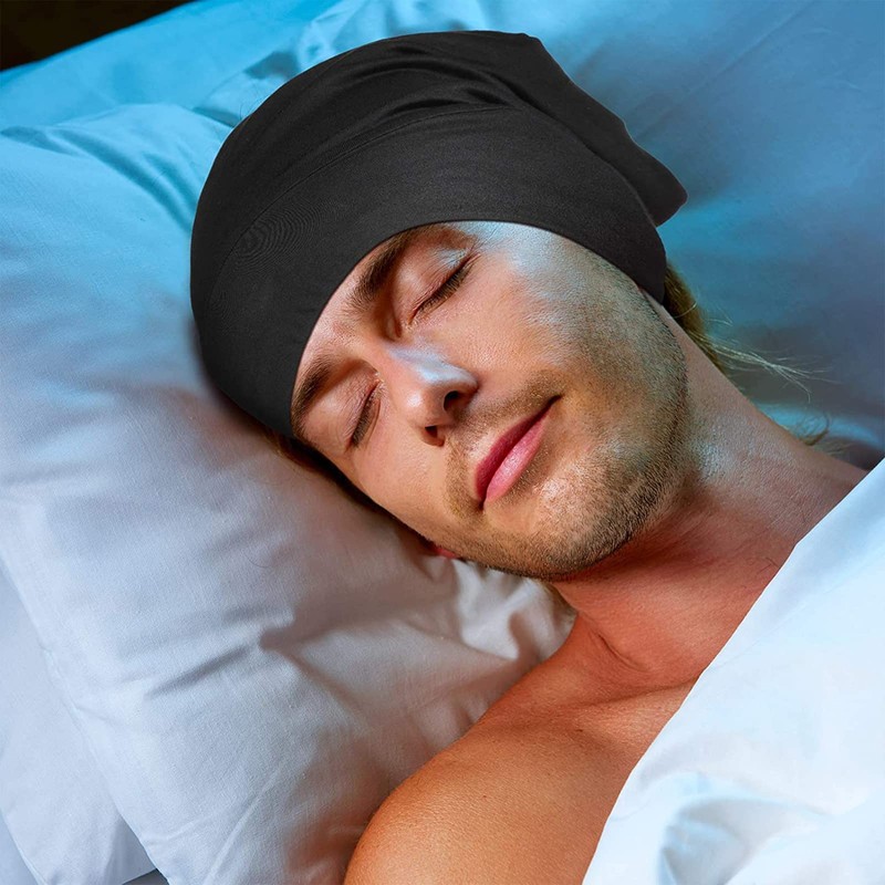 Gorro de dormir de satén de seda para hombre, 4