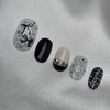 Black Silver Ribbon [Handmade Nail Tips] Emily Nail - Mini