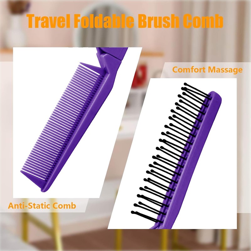 Qjaiune Hair Comb, 6PCS Travel Foldable Plastic Brush Comb Portable