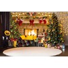 SJOLOON Christmas Backdrop Fireplace Photo Background with Christmas Tree for