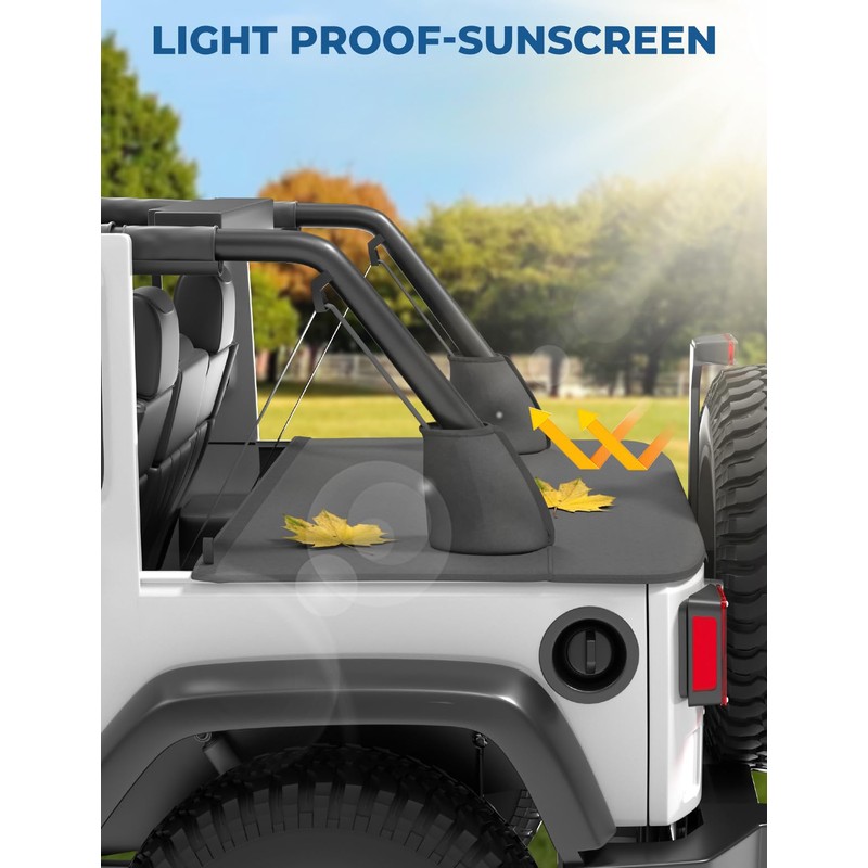 JOYTUTUS Tonneau Cover Compatible with Wrangler JK 4 Doors 2007-2018,