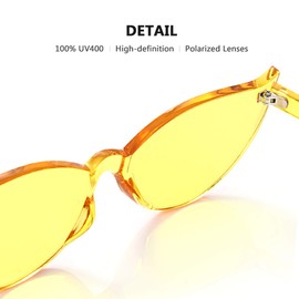 OLINOWL Cat Eye Rimless Sunglasses Oversized One Piece Colored Transparent Eyewear Retro Eyeglasses for Women Men