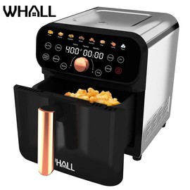 WHALL Air Fryer, 6QT Air Fryer Oven with LED Digital Touchscreen, 12-in-1 Cooking Functions Air fryers, Dishwasher-Safe Basket,Stainless Steel, 1600W - Black and Golden