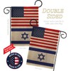 Israeli American Flag Bandera de Israel Burlap Flag Pole Set