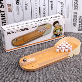 Mini Tabletop Bowling Game Wooden Bowling Set Indoor Parent-Child Interactive Toy Gift - Mini Tabletop Bowling Game