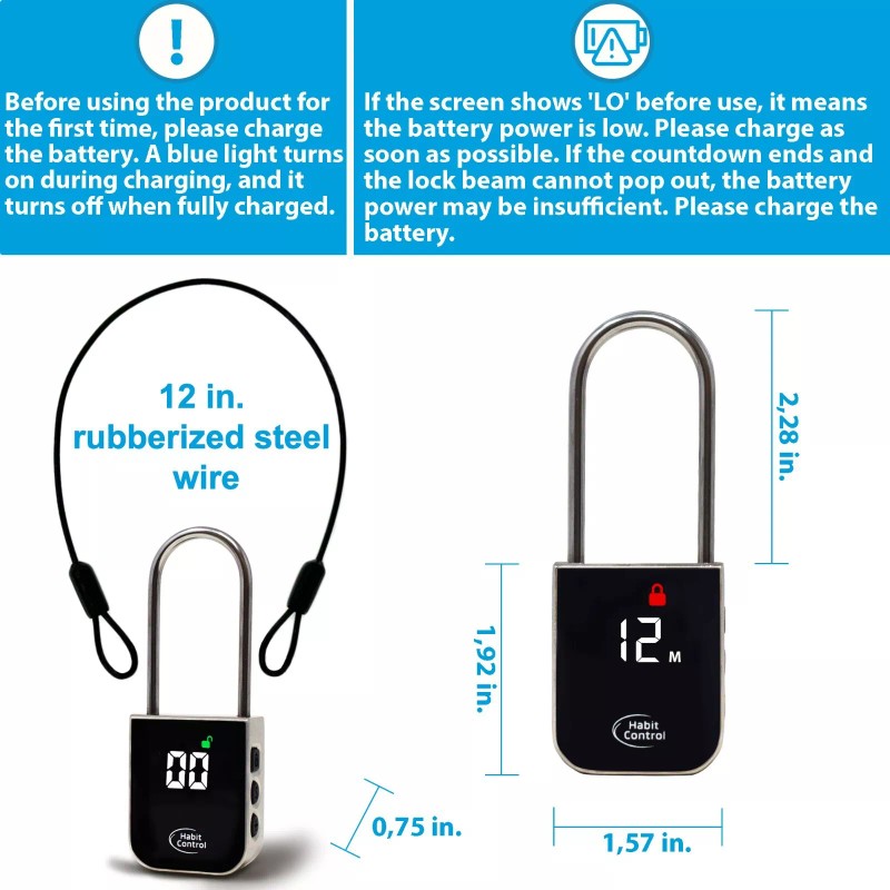 Habit Control Time Lock, Timed Locker Padlock, Pad Lock with