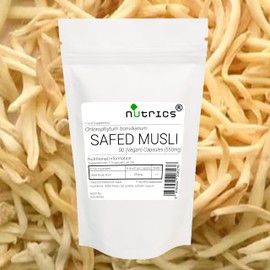Nutrics® Safed Musli 550mg 90 V Capsules (1 Month Supply) - Supplement - Suitable for Vegan Vegetarian Halal & Kosher Diet