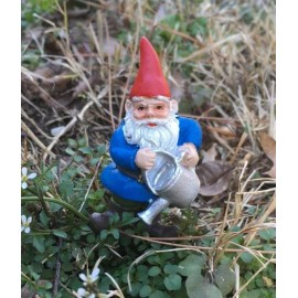 Georgetown Miniatures Gnome with Watering Can, Brolan the Watering Gnome on a Pick, 2.75" Standing Gn