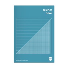 RHINO Stationery Science Book | A4 | 64 Page | 8mm Lined with Margin & 1:5:10 Graph Paper On Alternate Pages | Green | Learning Resources | Classroom Essentials for Teachers | Pack of 1