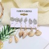 Deluxe Set Aretes 6 En 1 Playeros Concha Joyería Plateados
