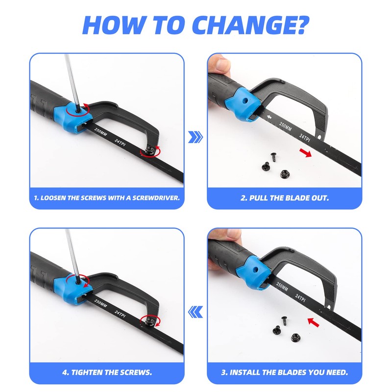 URASISTO Hacksaw Frame Set, 12“ Hacksaw Frame, 6'' Hacksaw Frame