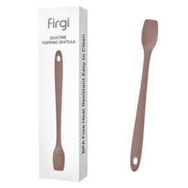 Firgi Platinum Silicone Topping Spatula for Cooking – BPA Free Heat Resistant Cooking Utensils for Non Stick Pans – One-Piece Spoonula for Baking, Mixing & More – Kitchen Scraper 10.7” Brown