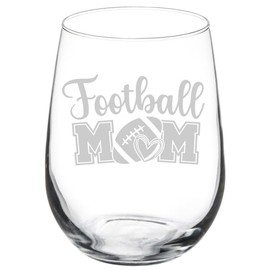 Wine Glass Goblet Gift Football Mom with Heart (17 oz Stemless)
