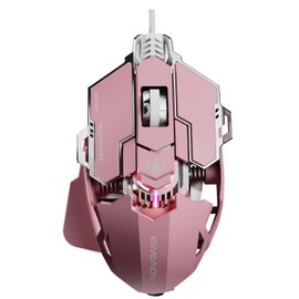 SEUNKWANG EWEADN G5 Wired Gaming Mouse, Ergonomic RGB Computer Mouse, 12800 Adjustable DPI, 9 Programmable Macro Buttons with Rapid Fire Key Compatible for PC/Laptop/Windows-Pink
