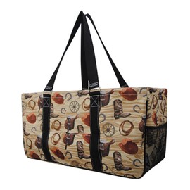 NGIL Extra Large Utility Tote Reusable Grocery Bag Oversized Collapsible for Groceries, Storage, Picnic, Beach (Western Cowboy-black)