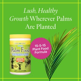 Grow More Palm Food with Yucca Extract (15-5-15) - 1.5lbs of Outdoor & Indoor Palm Tree Fertilizer - Water Soluble Fertilizer Enriched with 6 Micronutrients for Increased Growth & Foliage