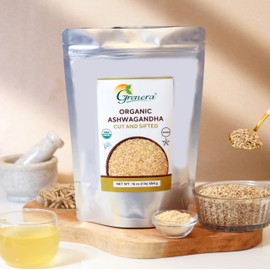 Grenera Organic Ashwagandha Root Cut and Sifted 8 oz, Withania Somnifera USDA Certified 3 to 5 mm Size, Best for Making Herbal Tea