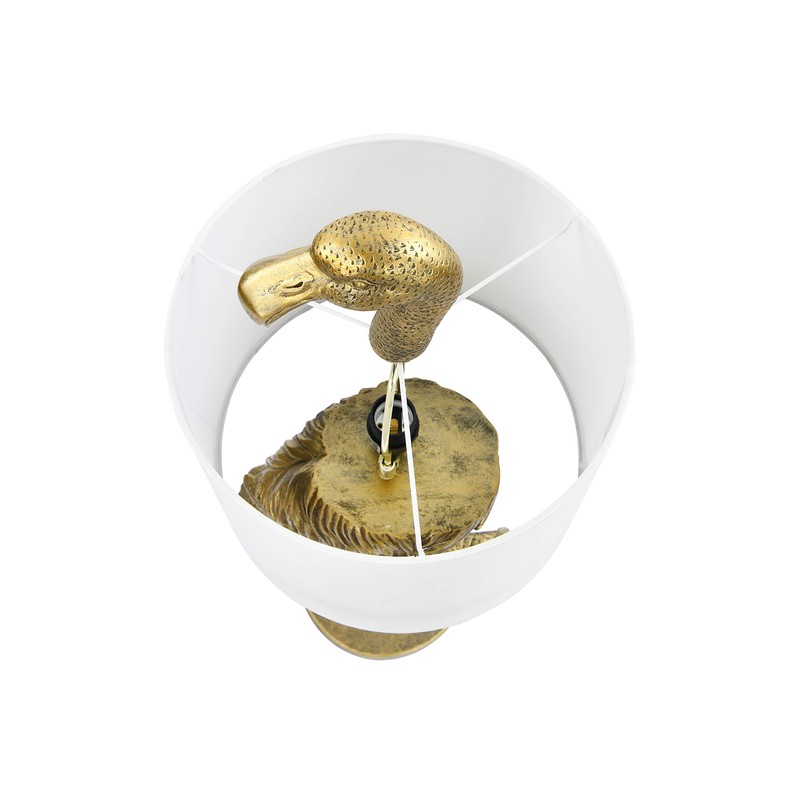 Creative Co-Op Resin Flamingo Table Lamp with Linen Shade, Gold