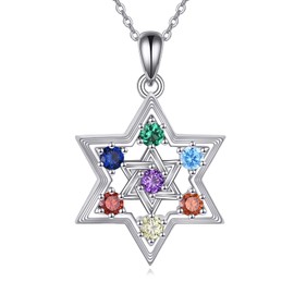 YAFEINI Chakra Chains for Women Sterling Silver Tree of Life Guardian Angel Wings Butterfly Cross Necklace Mother's Day Gift for Women Girls, Sterling Silver, Cubic Zirconia