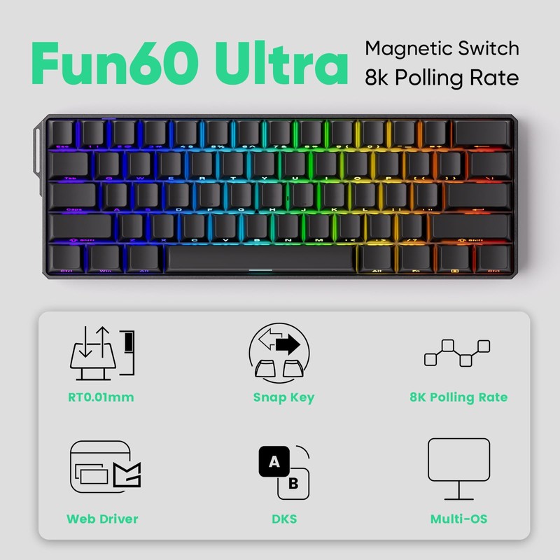 MONSGEEK FUN60 Ultra Rapid Trigger Gaming Keyboard 8k SP Magnetic