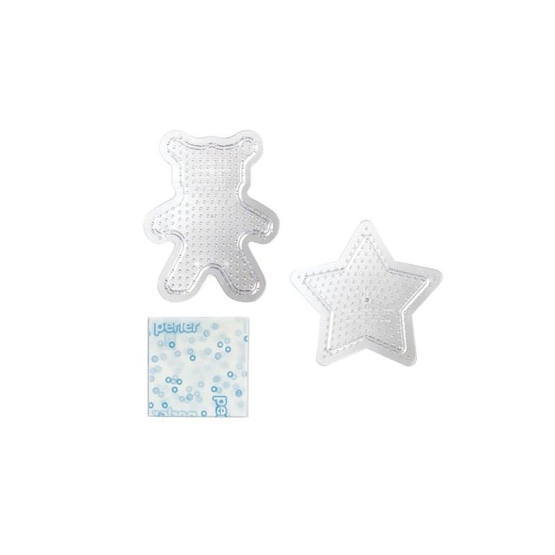 Kawada 80-30031 Perler Beads Shape Plate Set, Bear and Star